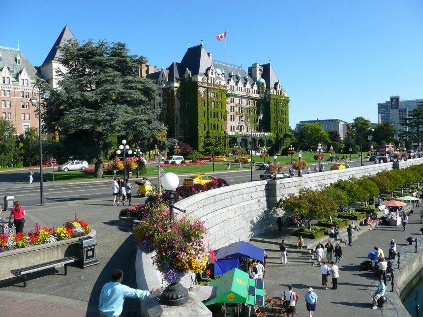 A view of Downtown Victoria City streets and roads during the day time.