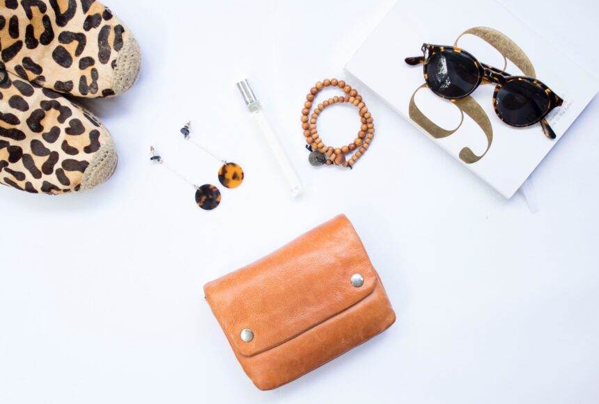 An aesthetic view of fashion accessories from the top.