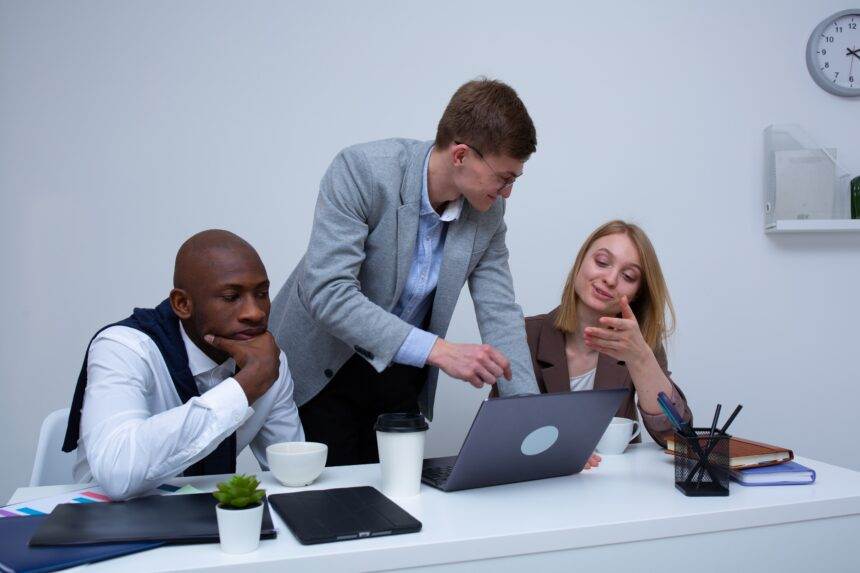 A man doing presentation in front of his client