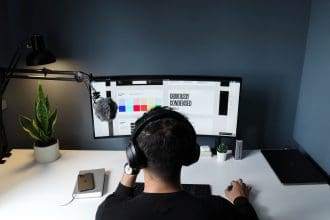 a person working on a computer.