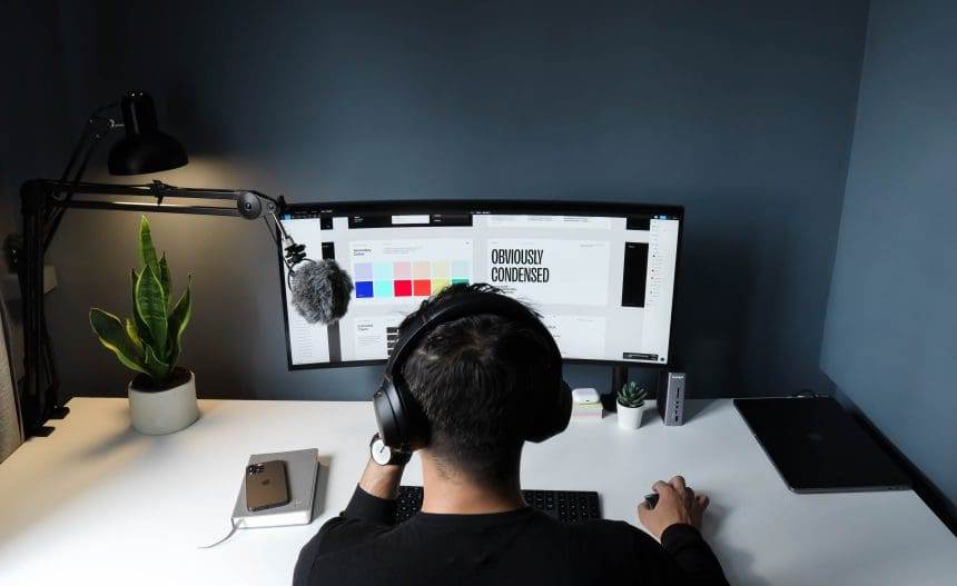 a person working on a computer.