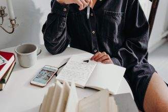 Person sitting and thinking what to write