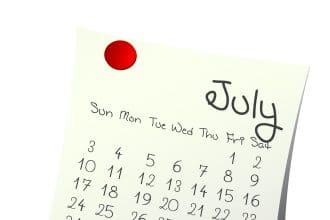July calendar page showing 31 days.