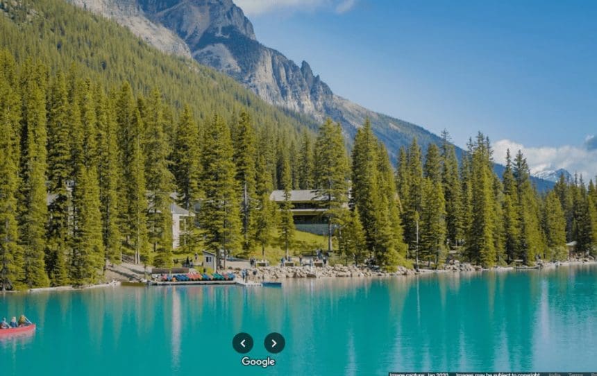 Scenic Moraine Lake and Lodge in Banff National Park.